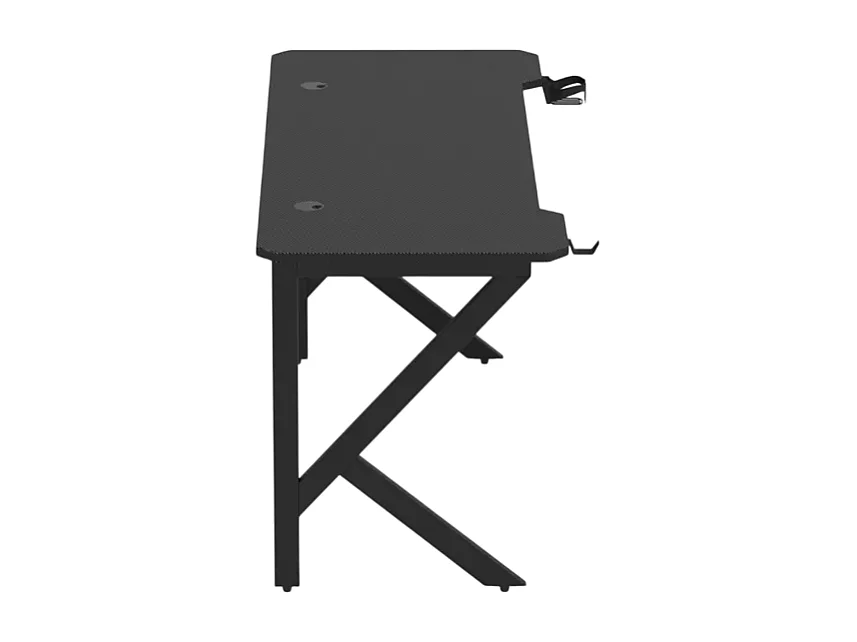 Bureau gamer ergonomique 120x60 cm carbone porte casque gobelet TOTU