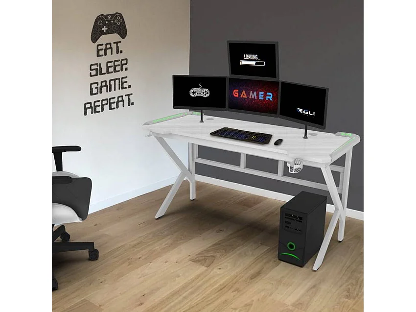 Scrivania da gaming LED portabicchiere design 120x60 Salvatore