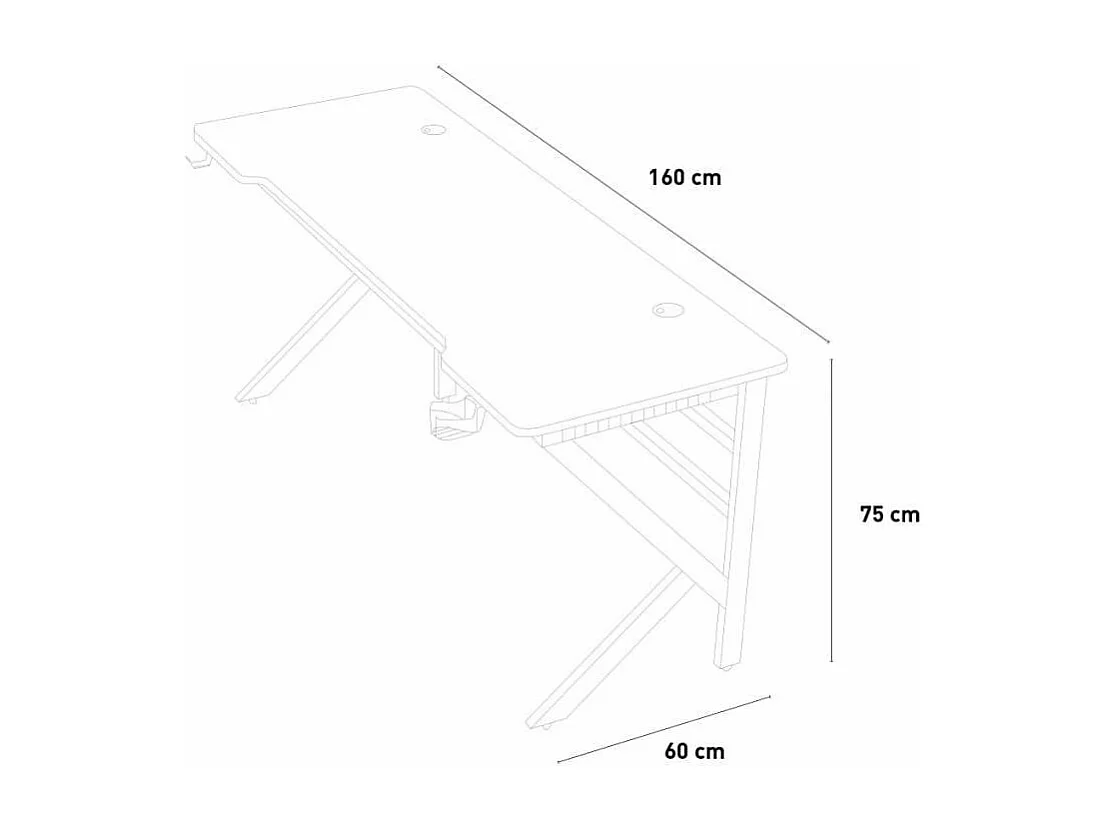 Scrivania da gaming LED 160x60 supporto cuffie bevande Rossella