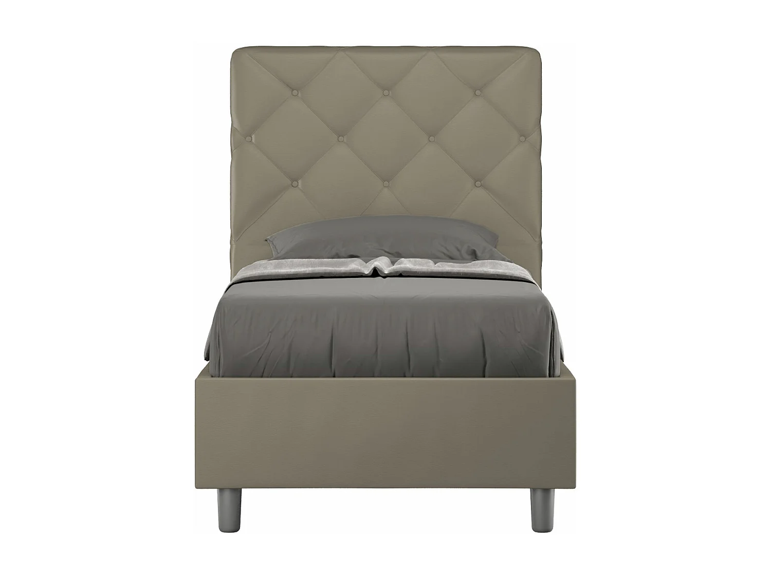 Lit en simili cuir Priya cappuccino avec sommier tapissé 80x190