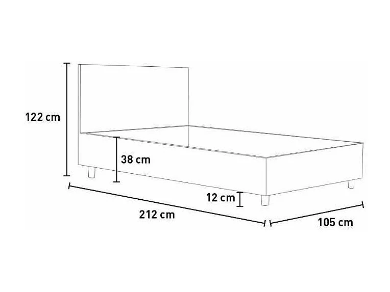 Cama Focus símil piel blanca con base tapizada 90x190