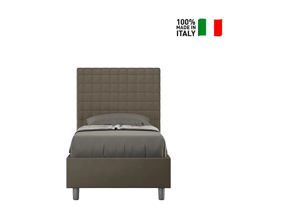 Letto con rete imbottito 90x200 similpelle cappuccino Sunny