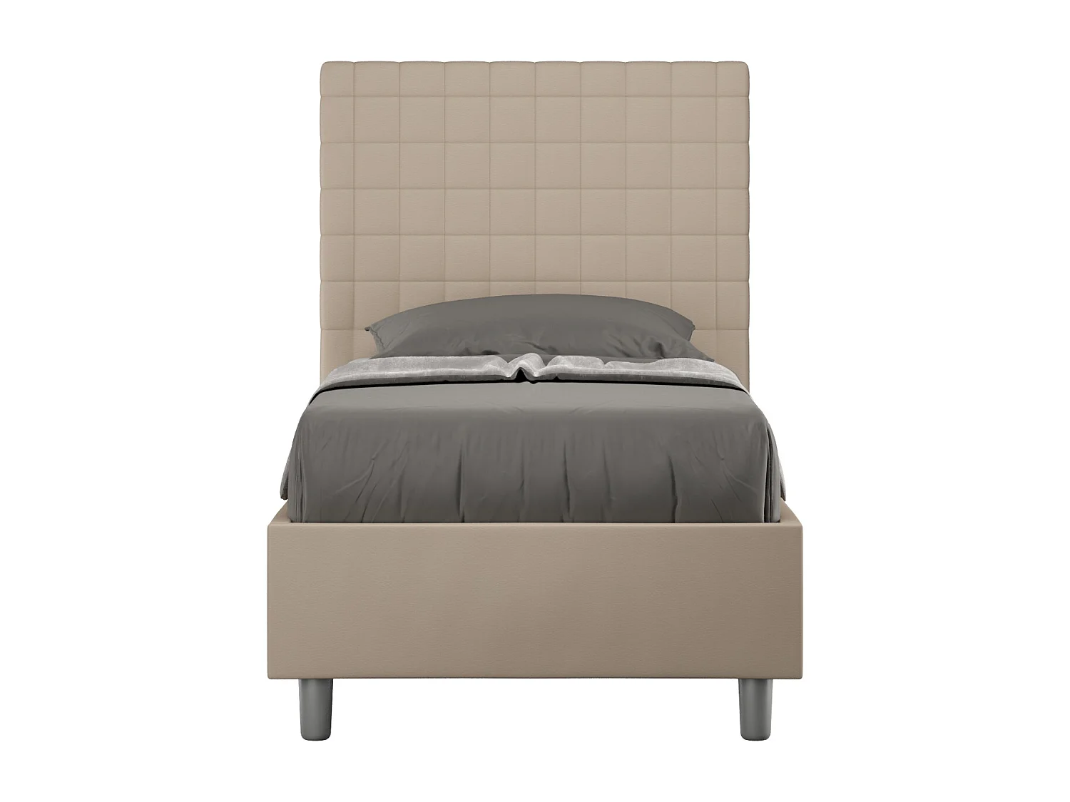 Letto con rete imbottito 80x190 similpelle tortora Sunny