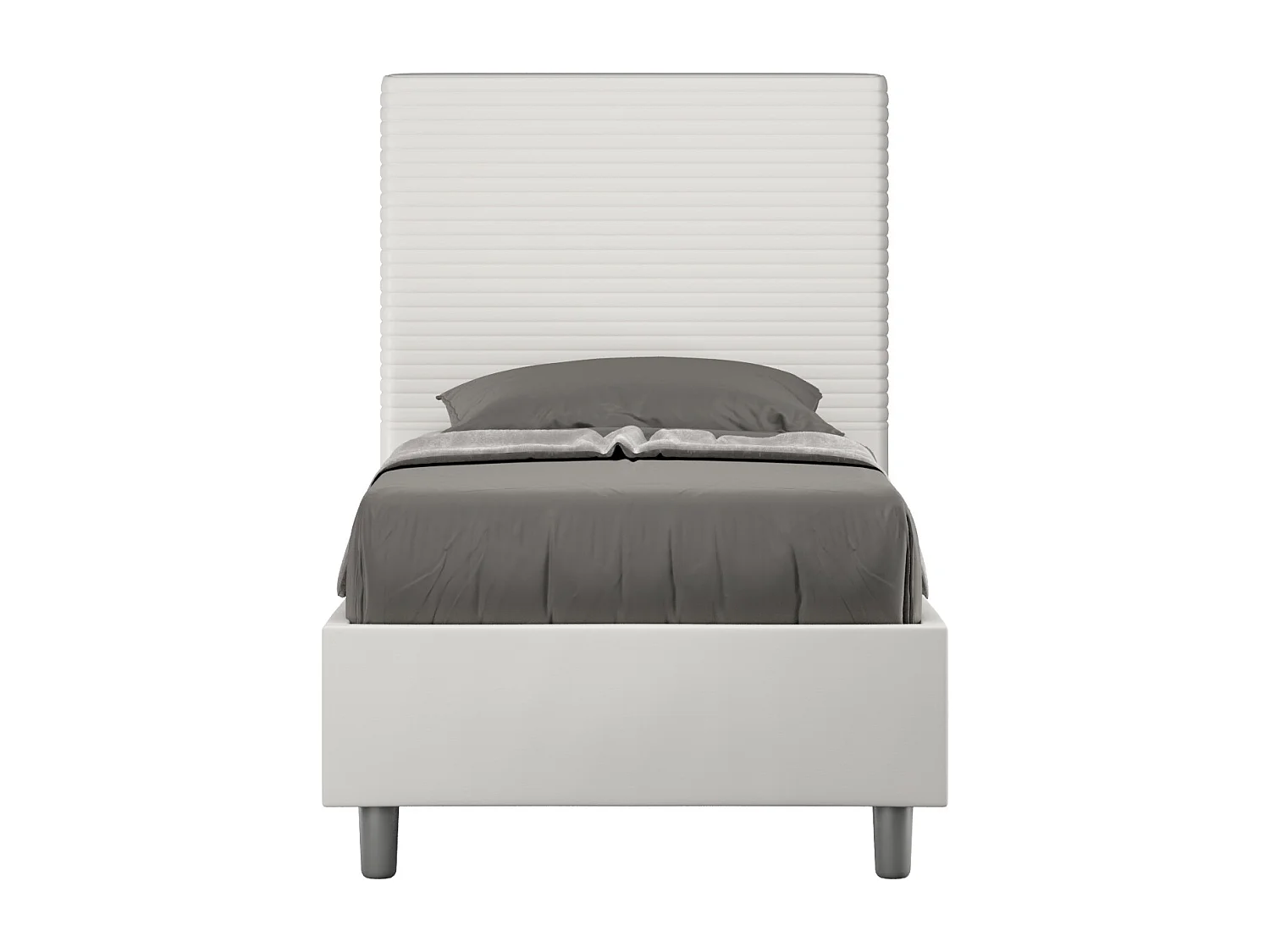 Letto con rete imbottito 80x190 similpelle bianco Focus