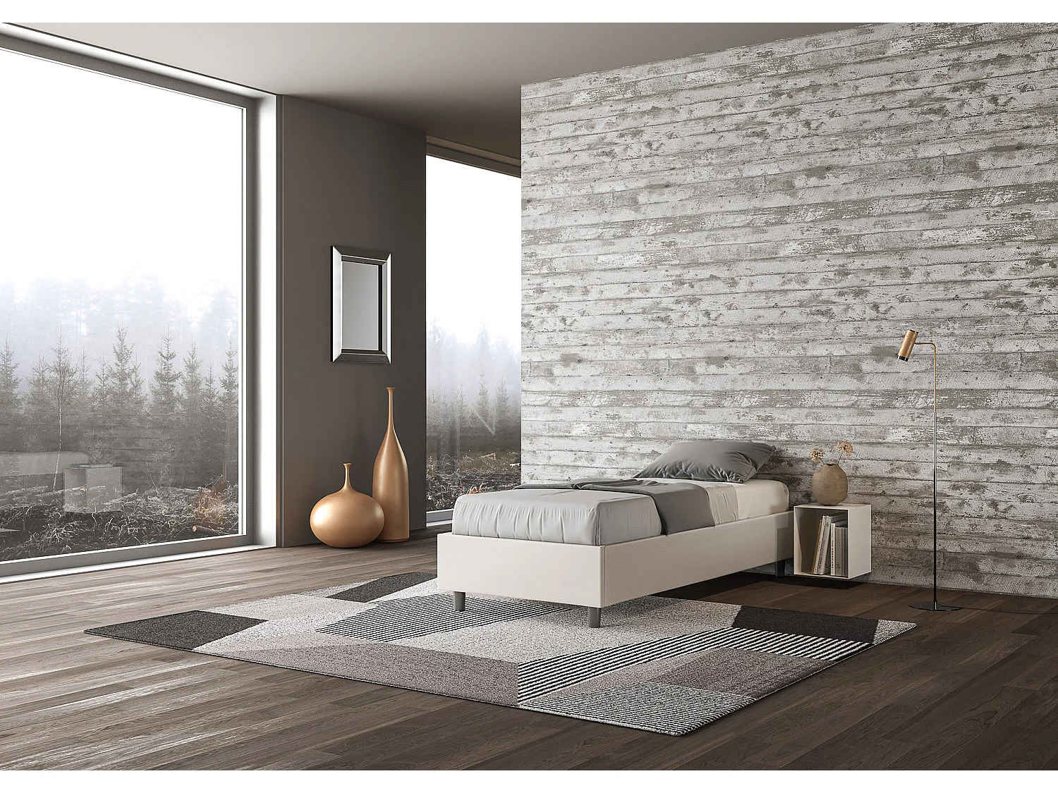 Sommier gewatteerd opbergbed 80x190 wit Azelia kunstleer