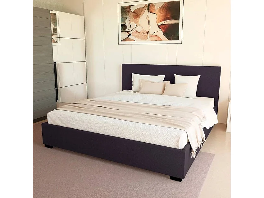 Cama doble 2 plazas con red y contenedor 160x190 Basel King - Negro