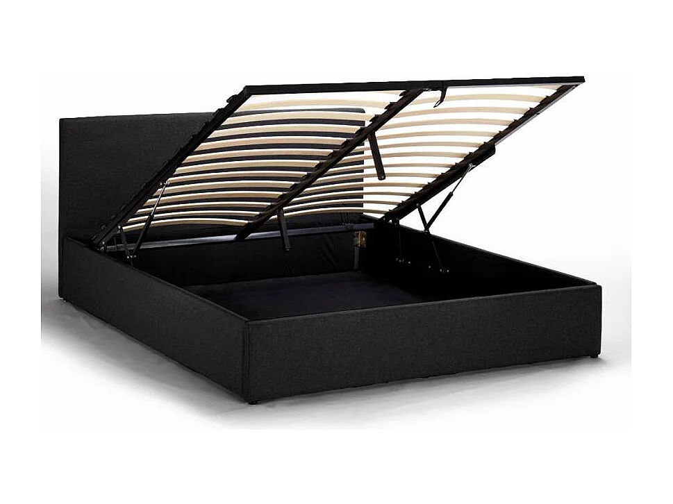 Cama doble 2 plazas con red y contenedor 160x190 Basel King - Negro