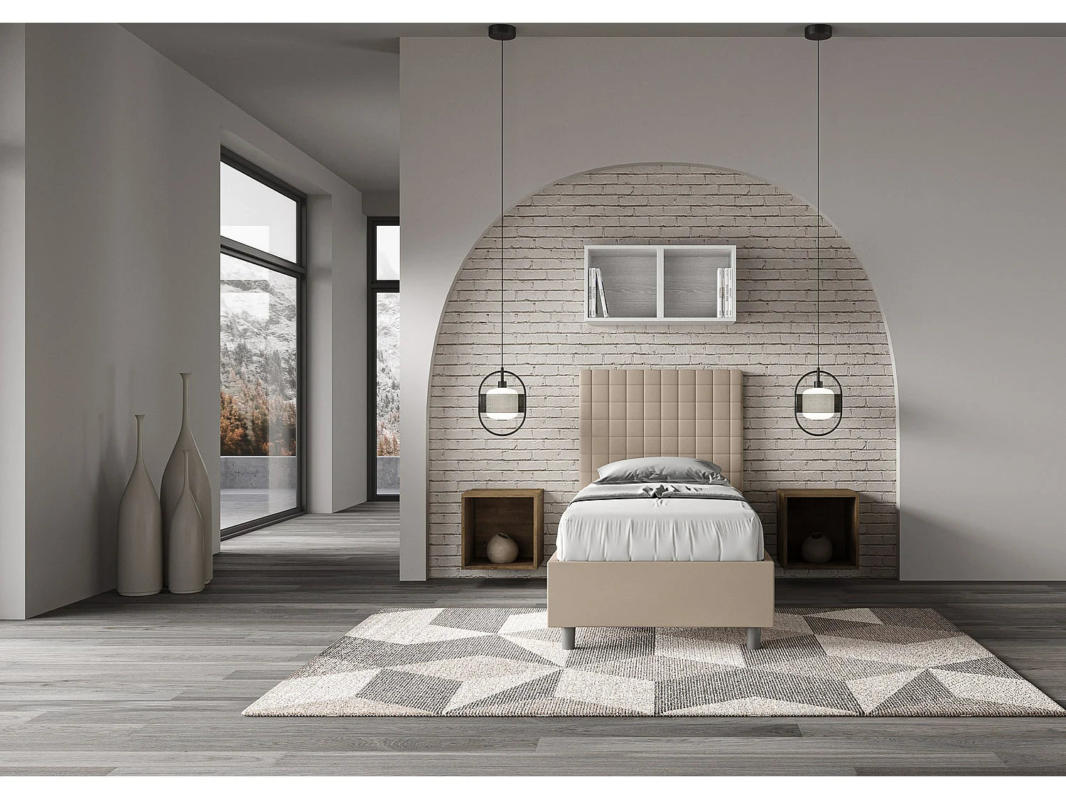 Cama contenedor tapizada 90x200 Sunny símil piel gris tórtola