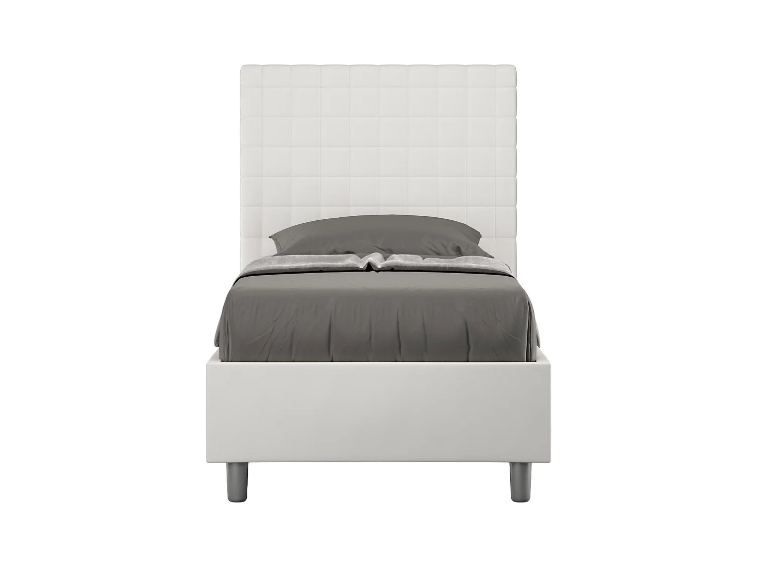 Letto contenitore imbottito 80x190 similpelle bianco Sunny
