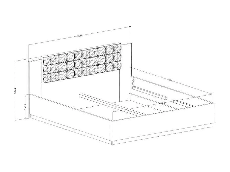 Cama de matrimonio con almacenamiento 160x200 cm madera cabecero negro Horton