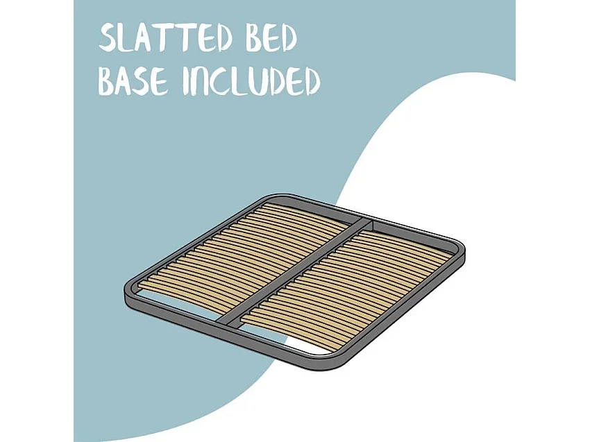 Cama de matrimonio color madera roble de 180x200 cm con somier de lamas y arcón  Tosny