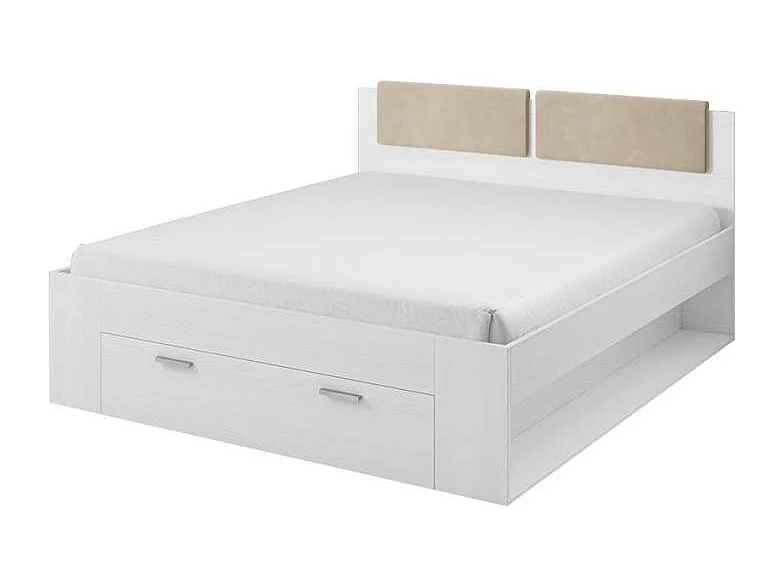 Cama de matrimonio 180x200cm con almacenaje color blanco somier de lamas Maddison