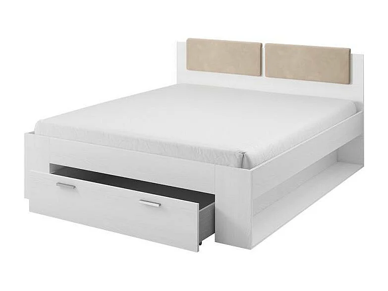 Cama de matrimonio 180x200cm con almacenaje color blanco somier de lamas Maddison