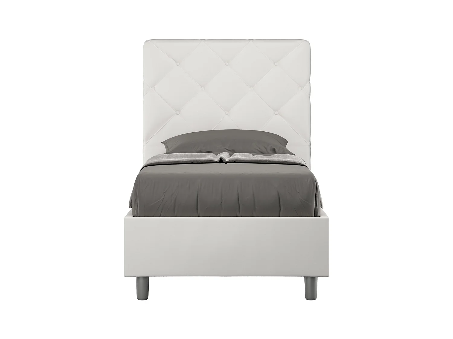 Letto contenitore imbottito 80x190 similpelle bianco Priya