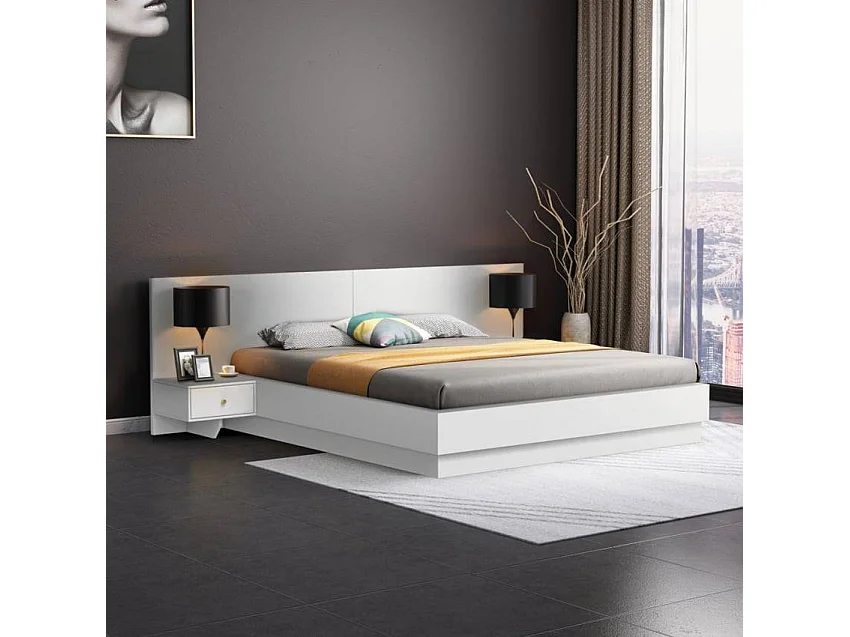 Letto contenitore matrimoniale 160x190 cm con comodini Trasparenza