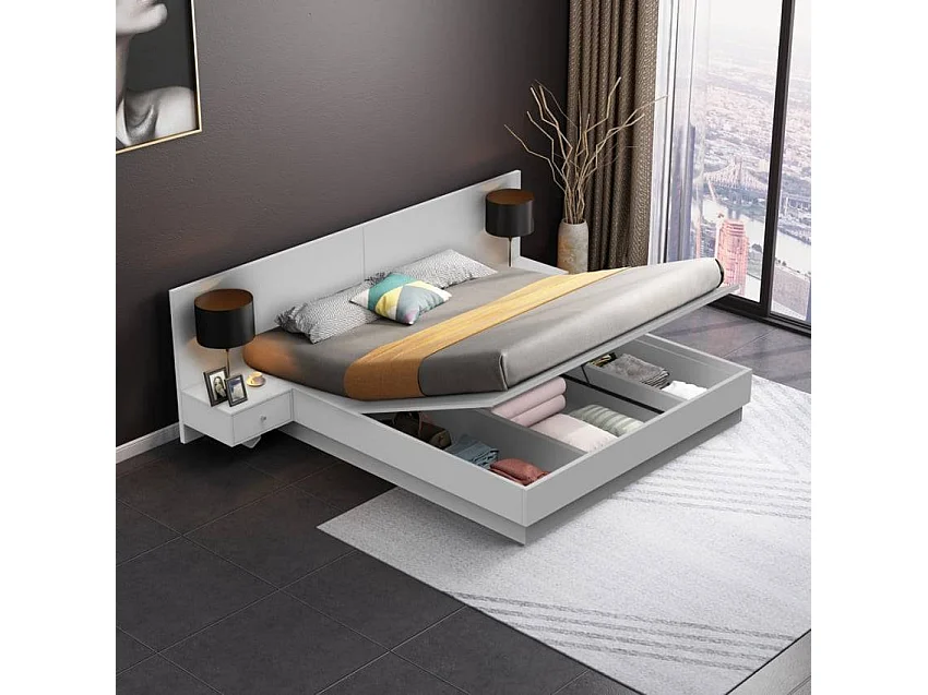 Letto contenitore matrimoniale 160x190 cm con comodini Trasparenza