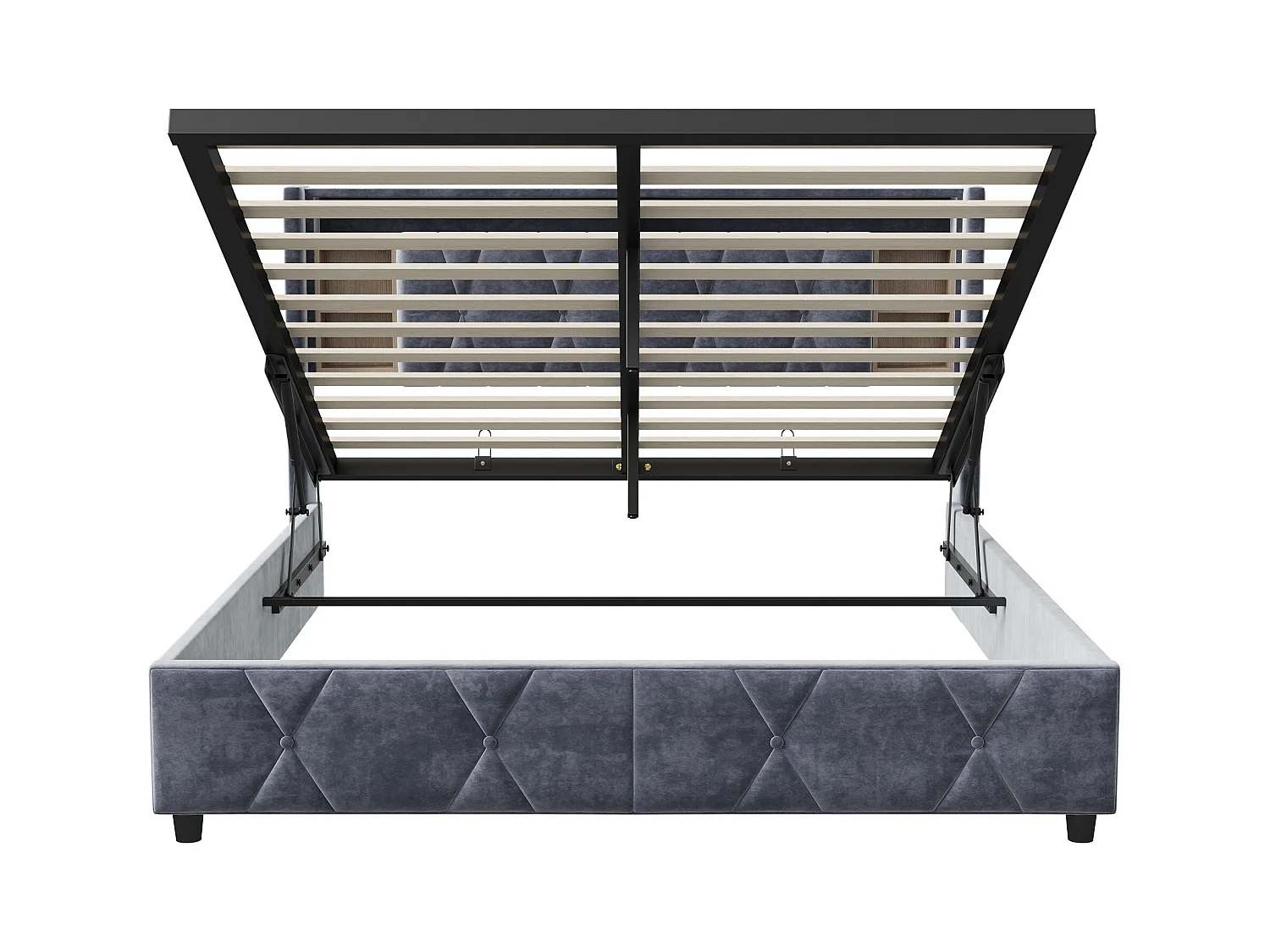 Cama con almacenaje Cama de matrimonio 140×200cm con almacenaje, iluminación LED con mesita de noche + puerto USB*2, cama tapizada, cama adulto, terciopelo gris