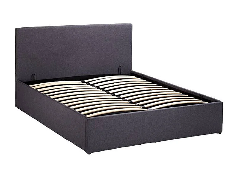 Komplettes Große Einzelbett mit Bettkasten Stoff Holz mit Bettrost 80x190 cm Basel - Grau