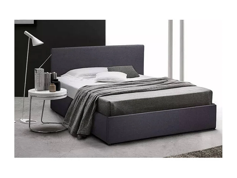 Komplettes Große Einzelbett mit Bettkasten Stoff Holz mit Bettrost 80x190 cm Basel - Grau