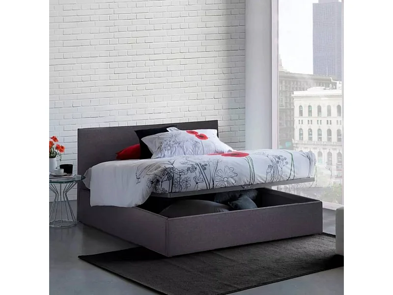 Letto una piazza e mezza 120x190 con doghe e contenitore Sublime