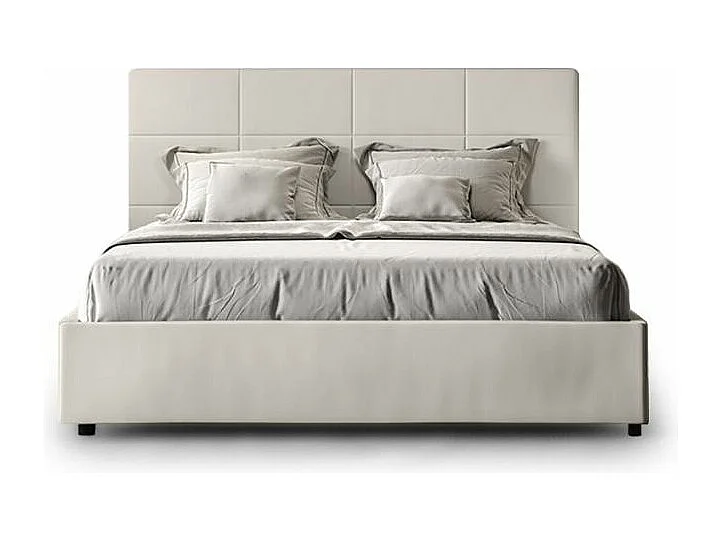 Lit double 160x190cm coffre en simili cuir blanc design KIDMAN