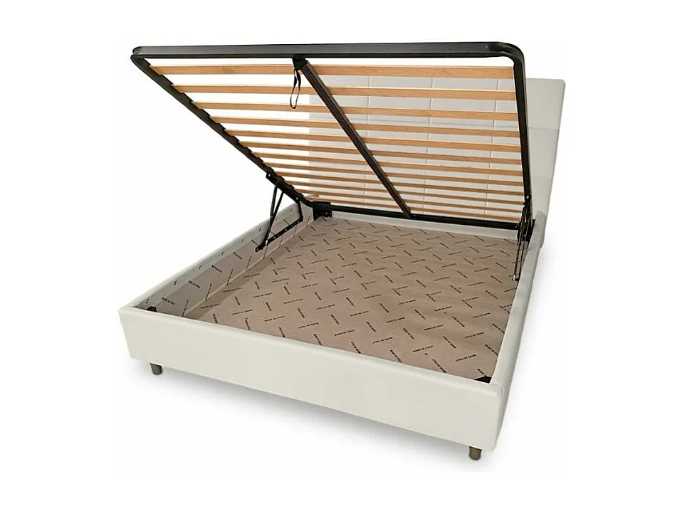 Lit double 160x190cm coffre en simili cuir blanc design KIDMAN