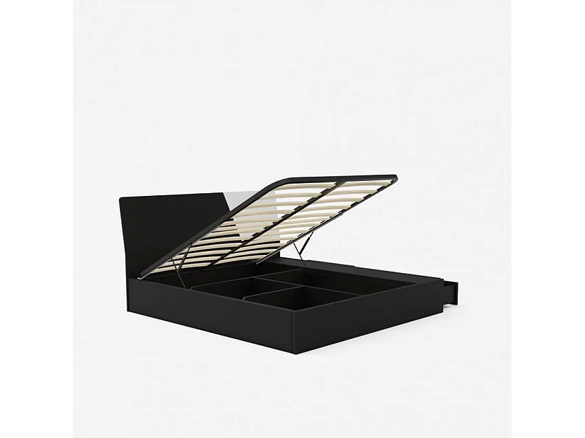 Cama de matrimonio 160 x190 cm canapé elevable diseño moderno Steyr - Negro