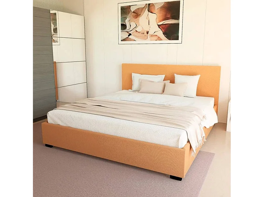 Lit double 160x190 avec sommier à lattes et coffre de rangement SCOTT