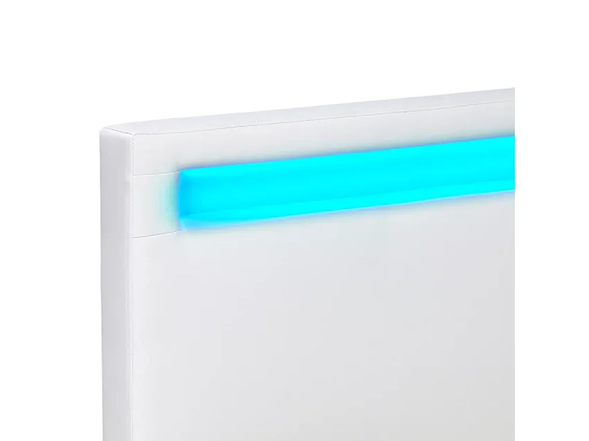 Letto matrimoniale 160x190 2 posti LED con contenitore e doghe Aura