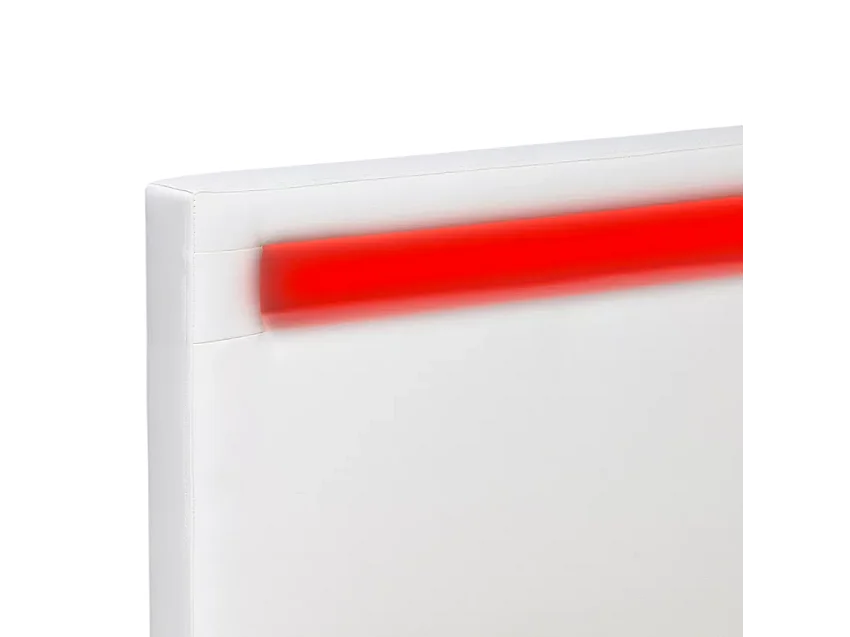 Doppelbett mit Lattenrost Led-Kopfende Schubladen Metall Holz 160x190 cm Geneva King - Weiß