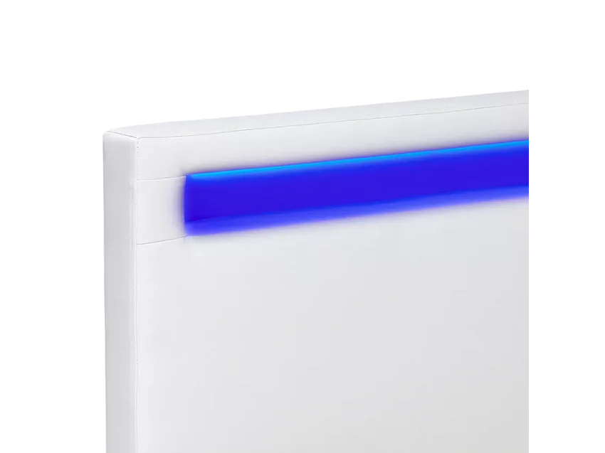 Doppelbett mit Lattenrost Led-Kopfende Schubladen Metall Holz 160x190 cm Geneva King - Weiß