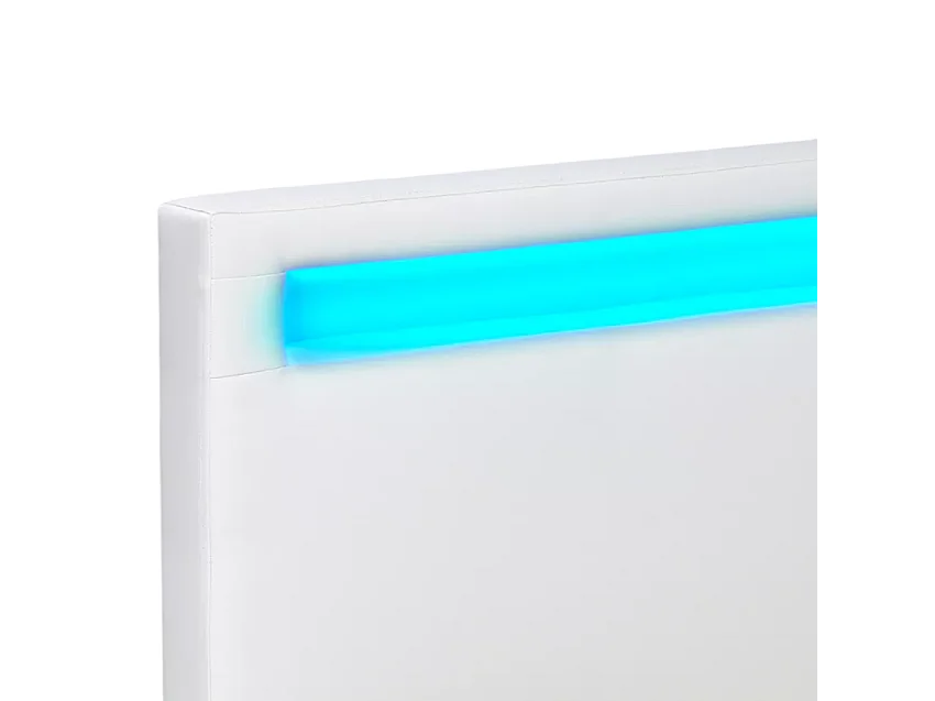 Doppelbett mit Lattenrost Led-Kopfende Schubladen Metall Holz 160x190 cm Geneva King - Weiß