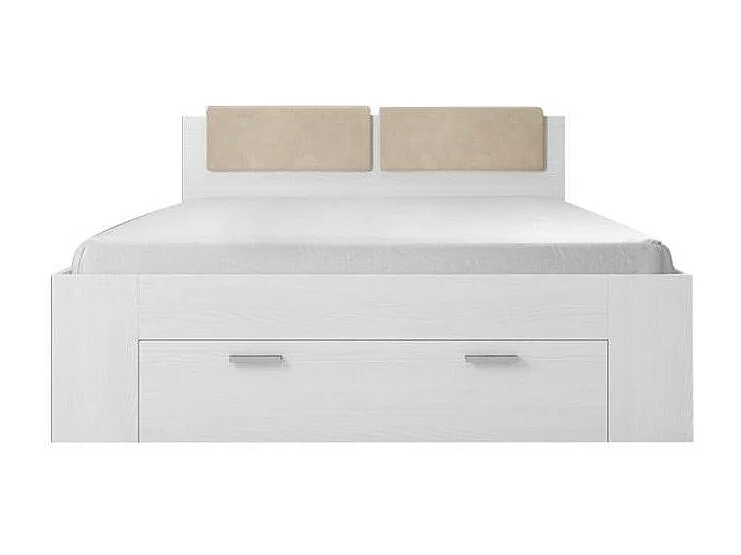 Cama con almacenamiento de plaza y media francesa 140x200cm color roble claro Gany