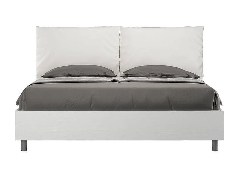 Holzbett mit Bettkasten 160x190 cm Doppelbett Kissen Egos Antea - Weiß