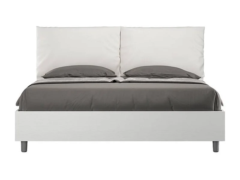 Holzbett mit Bettkasten 160x190 cm Doppelbett Kissen Egos Antea - Weiß