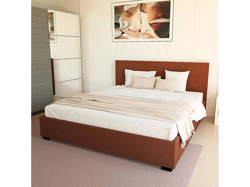 Lit double 160x190 avec sommier à lattes et coffre de rangement SCOTT