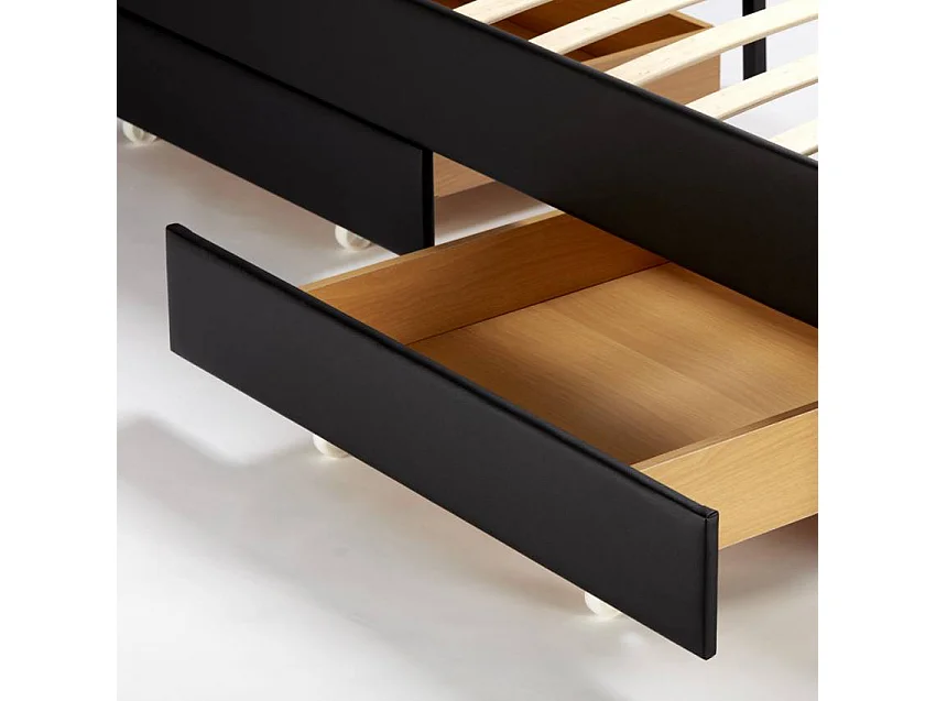 Letto matrimoniale 160x190 2 posti LED con contenitore e doghe Aura