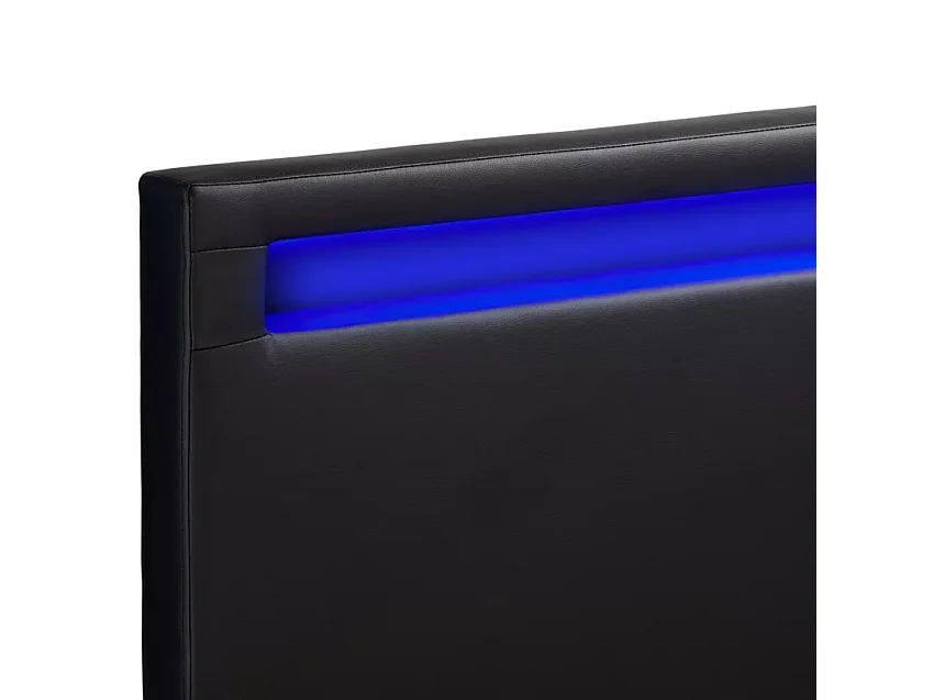 Letto matrimoniale 160x190 2 posti LED con contenitore e doghe Aura