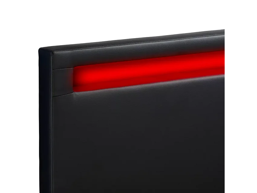 Doppelbett mit Lattenrost Led-Kopfende Schubladen Metall Holz 160x190 cm Geneva King - Schwarz