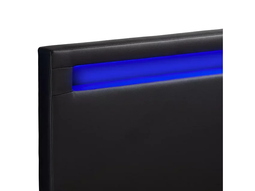 Doppelbett mit Lattenrost Led-Kopfende Schubladen Metall Holz 160x190 cm Geneva King - Schwarz