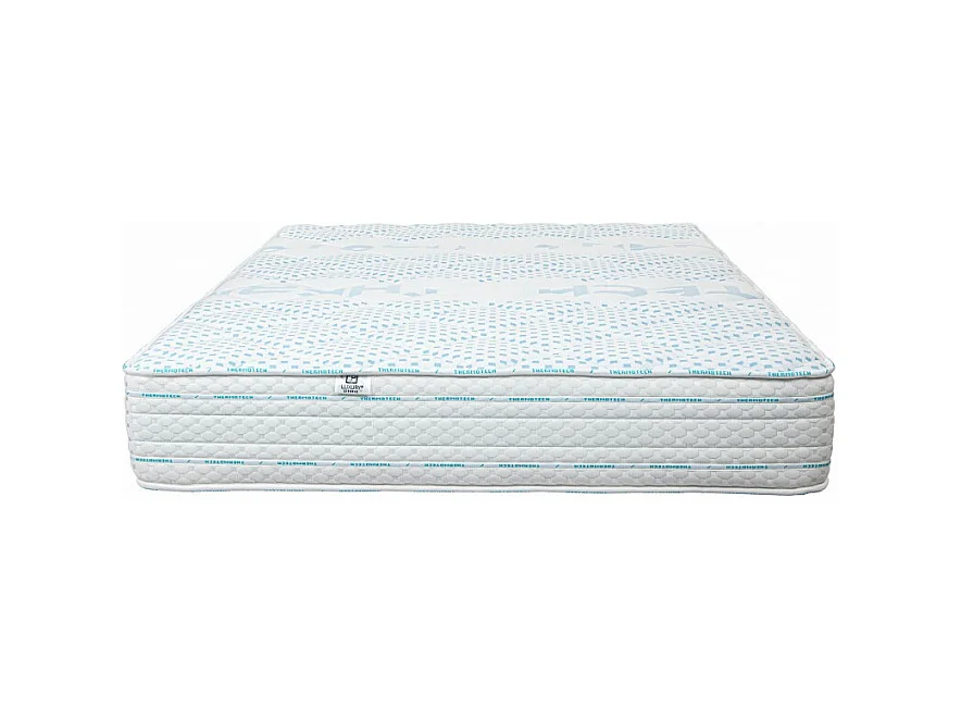 Ensemble Matelas Thermotec (24 cm), ferme, face été/hiver,Sommier (20cm), Couette et Oreiller, 90x190cm