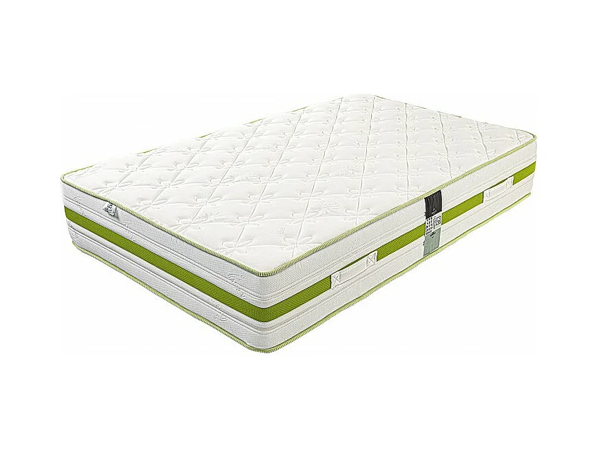 Ensemble Matelas Rêverie, 30 cm, mousses haute densité, ferme, face été/hiver + sommier gris ep20cm, 90x190cm