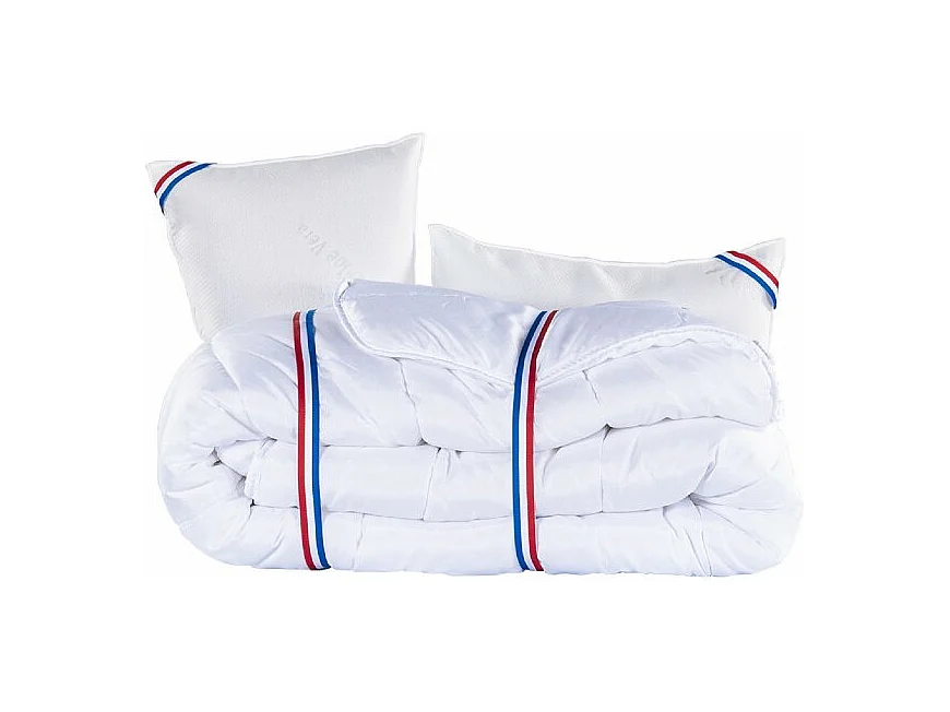 Ensemble Matelas Nuage (24cm), Sommier (20cm), Oreiller et Couette-mousse haute densité, mi-ferme, face été/hiver, 160x200cm