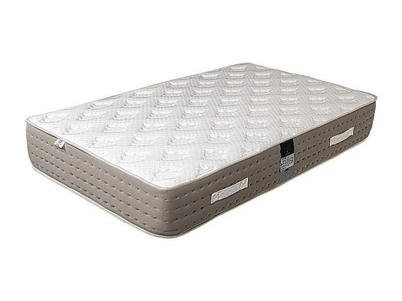 Ensemble Matelas Dreamlux, 26 cm, ressorts ensachés mousses haute densité, ferme, face été/hiver + sommier blanc ep 13cm, 90x190cm