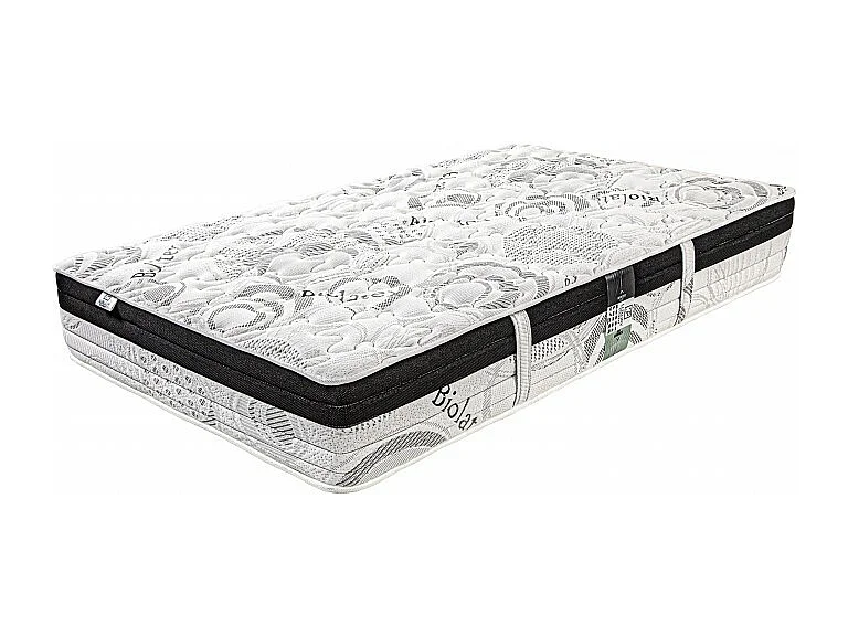 Ensemble Matelas Sleeplux, 26 cm, mousses haute densité, ferme, face été/hiver + sommier beige ep20cm + oreiller + couette, 90x190cm