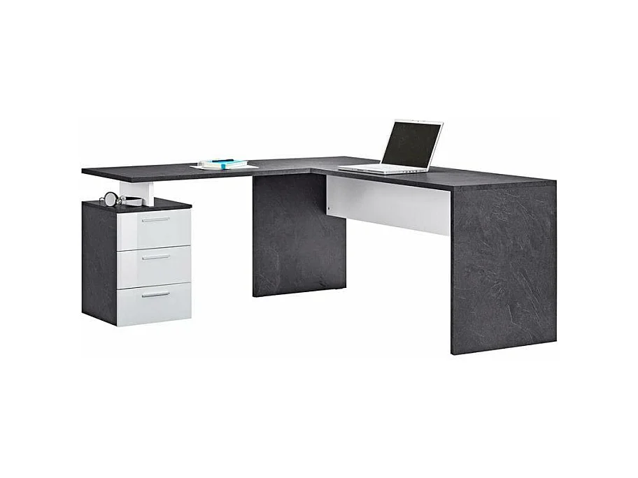 Scrivania ad angolo 180x160 con cassettiera a 3 cassetti Daniela