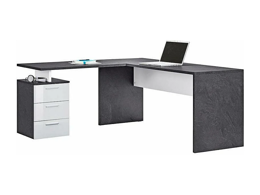 Escritorio de oficina moderno con cómoda de 3 cajones New Selina Report 180x160 cm