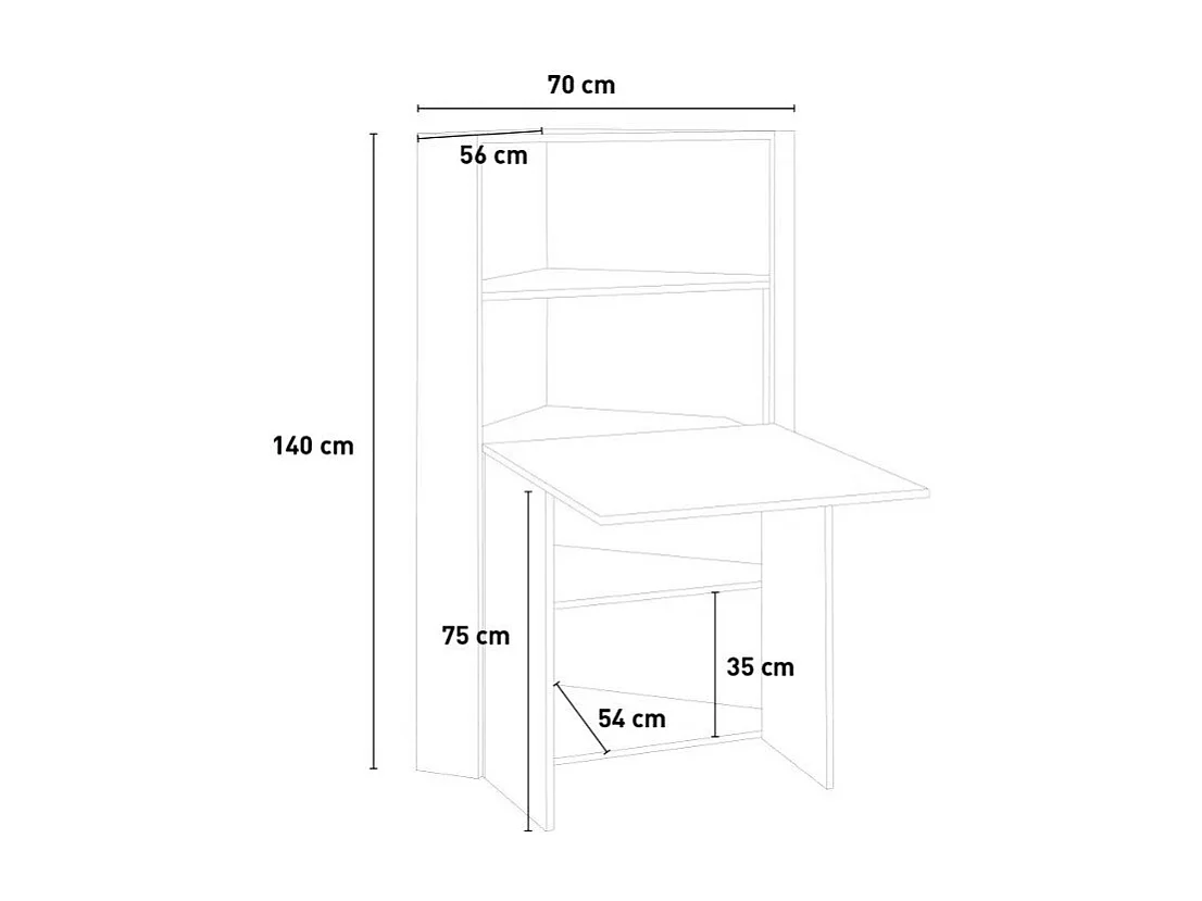 Bureau pliant 70x56 peu encombrant salon et chambre EMMA