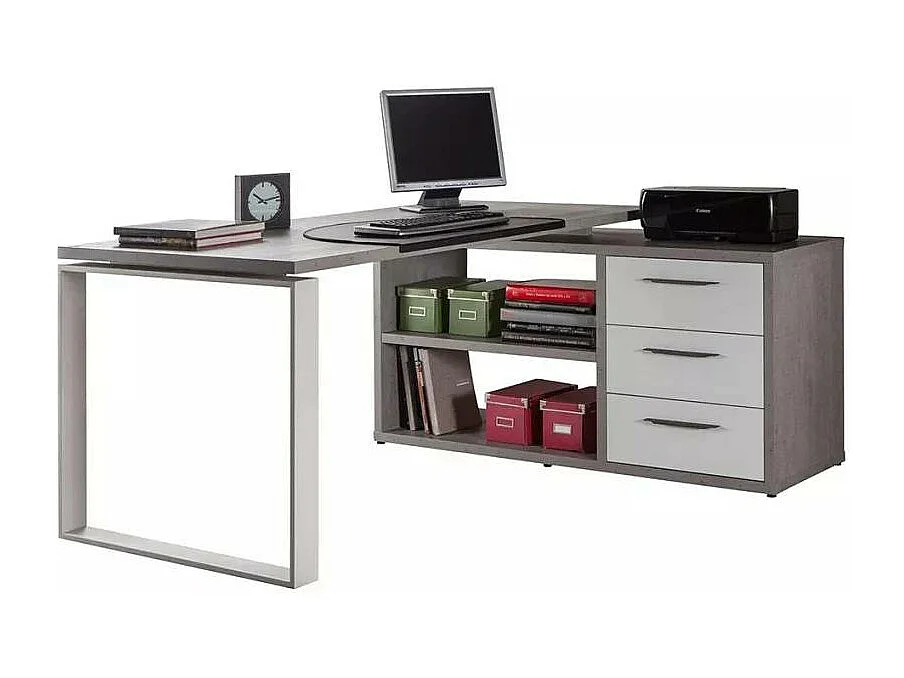 Mesa angular con península 3 cajones para oficina y despacho 160x140cm Raffaello