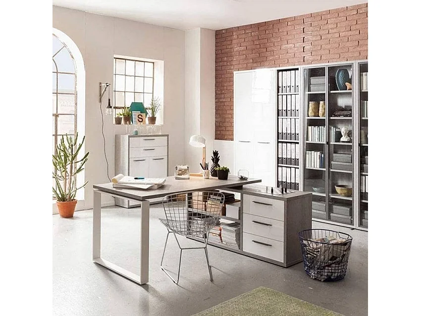 Mesa angular con península 3 cajones para oficina y despacho 160x140cm Raffaello